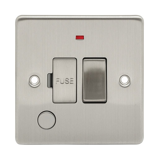 D-FS13DPFN-BCM 13A Switched Fused Spur With Neon Metal Insert Brushed Chrome